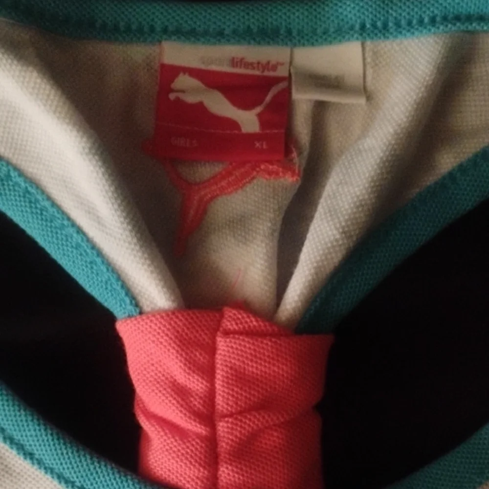 Puma Blue & White Tank Top Skirt Striped Pattern Logo - Picture 2 of 4